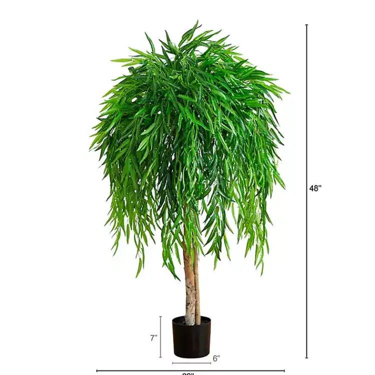 Trees & Topiaries>Kirklands Home Real Touch Willow Tree in Black Planter, 4 ft.