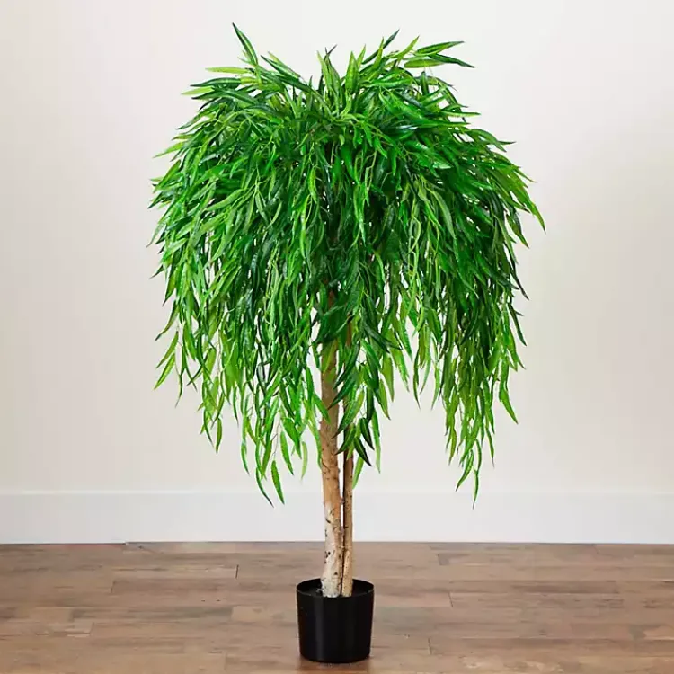 Trees & Topiaries>Kirklands Home Real Touch Willow Tree in Black Planter, 4 ft.