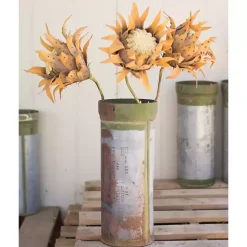 Vases>Kirklands Home Reclaimed Ammunition Canister Silver