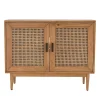 Kirklands Home Reclaimed Pine and Woven Cane Cabinet New