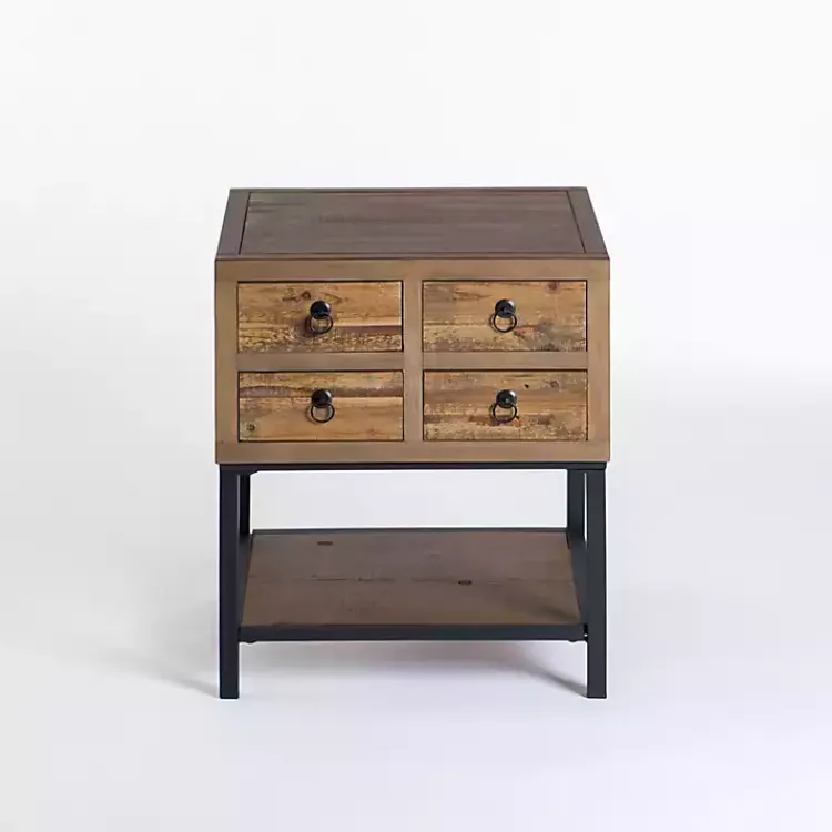 Kirklands Home Reclaimed Wood Accent Table with Keeping Drawers Brown Online