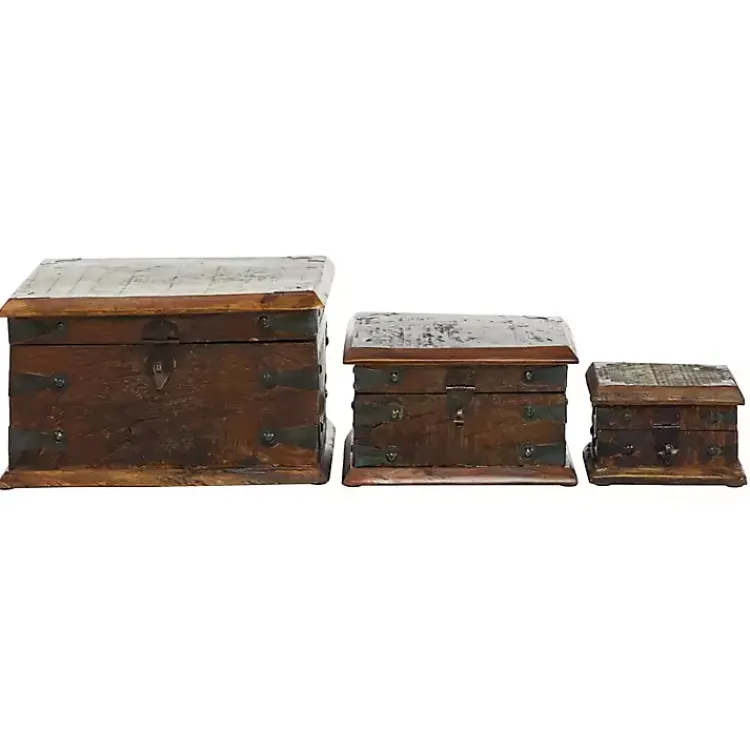 Baskets & Boxes>Kirklands Home Reclaimed Wood Antique Box Set, Set of 3