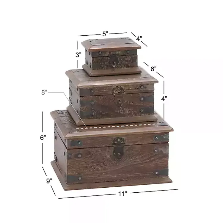 Baskets & Boxes>Kirklands Home Reclaimed Wood Antique Box Set, Set of 3