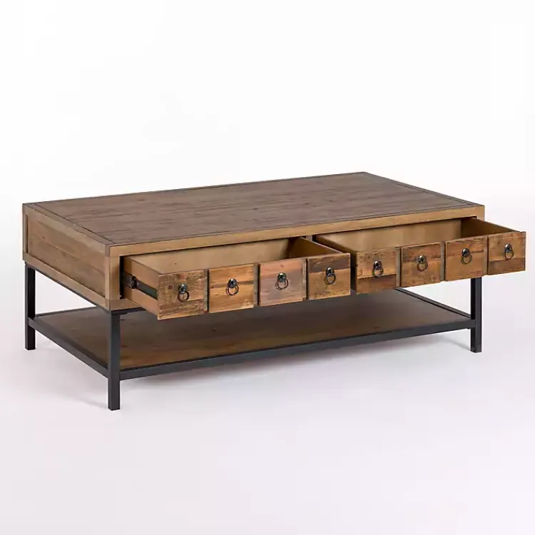 Kirklands Home Reclaimed Wood Keeping Drawers Coffee Table Brown