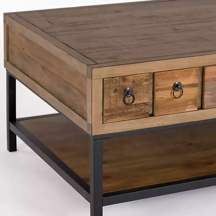 Kirklands Home Reclaimed Wood Keeping Drawers Coffee Table Brown