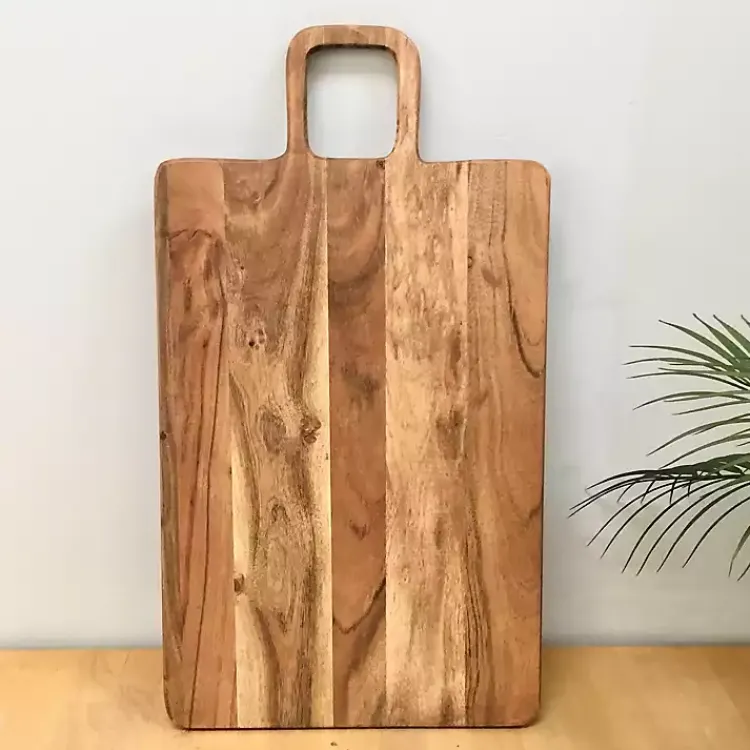 Kirklands Home Rectangle Acacia Wood Paddle Handle Board Brown New