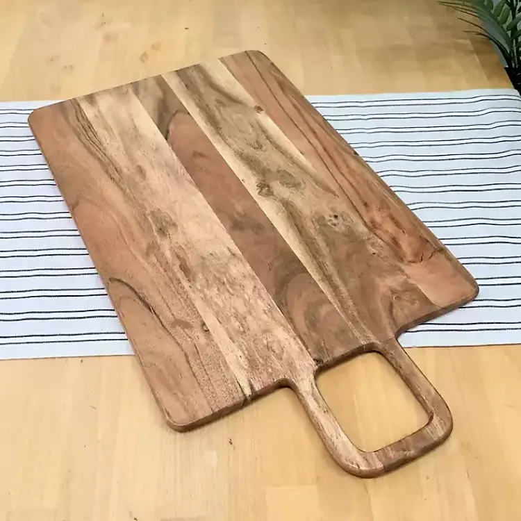 Kirklands Home Rectangle Acacia Wood Paddle Handle Board Brown New