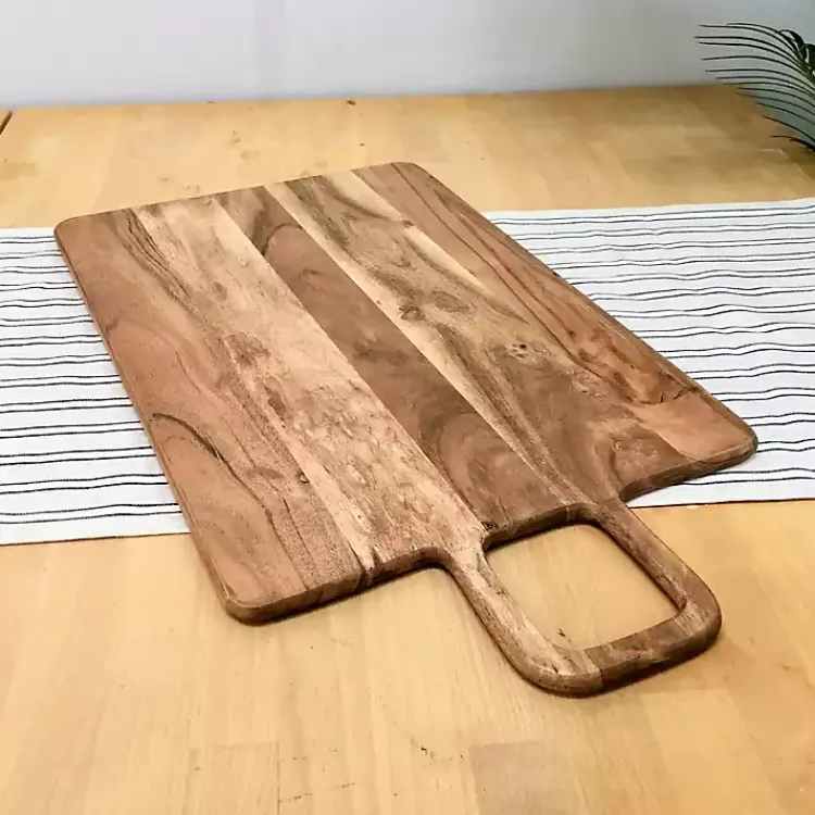 Kirklands Home Rectangle Acacia Wood Paddle Handle Board Brown New