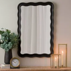Kirklands Home Rectangle Catorina Black Wavy Wall Mirror Discount