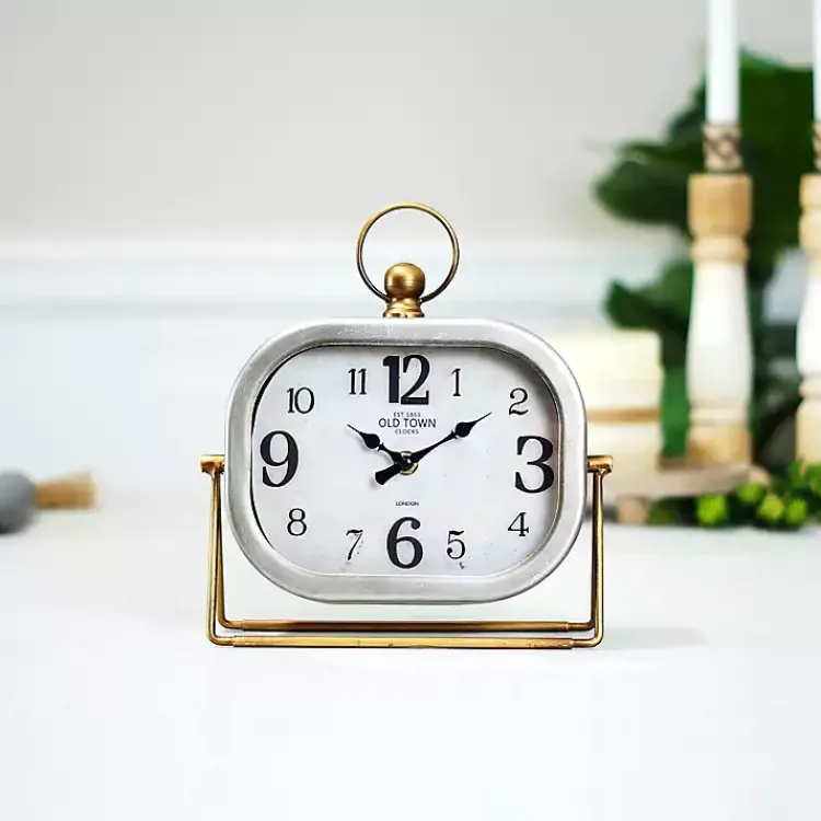 Decorative Accents>Kirklands Home Rectangular Metal Tabletop Clock