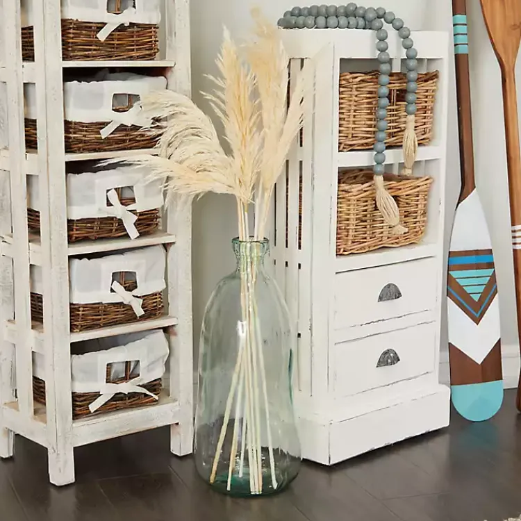 Vases>Kirklands Home Recycled Glass Clear Aqua Floor Vase Blue