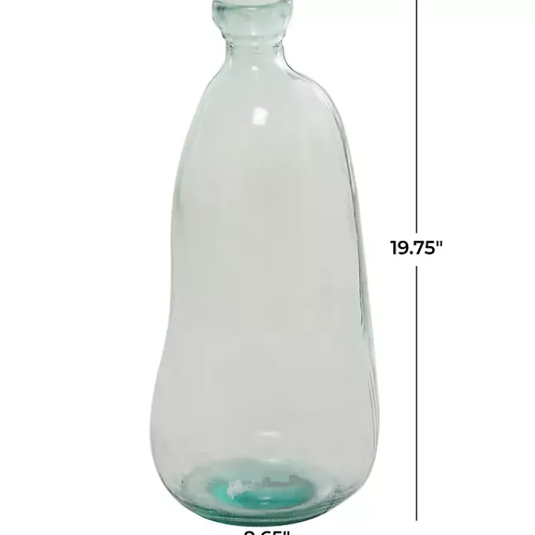 Vases>Kirklands Home Recycled Glass Clear Aqua Floor Vase Blue
