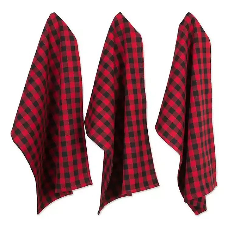 Christmas Dining & Entertaining>Kirklands Home Red & Black Buffalo Check Kitchen Towels, Set of 6
