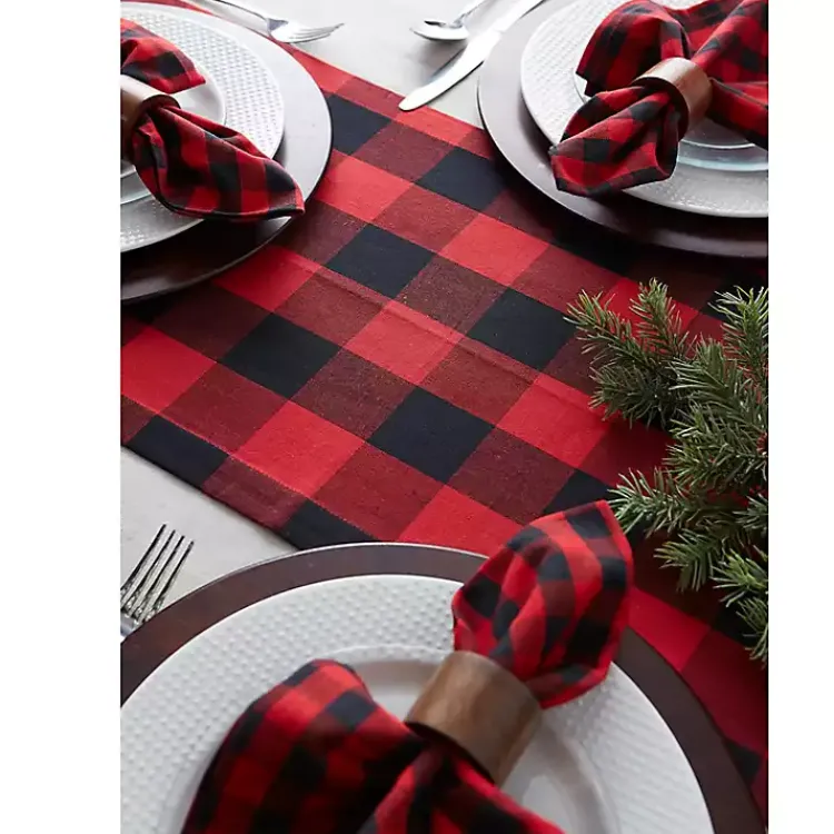 Christmas Dining & Entertaining>Kirklands Home Red & Black Buffalo Check Table Runner