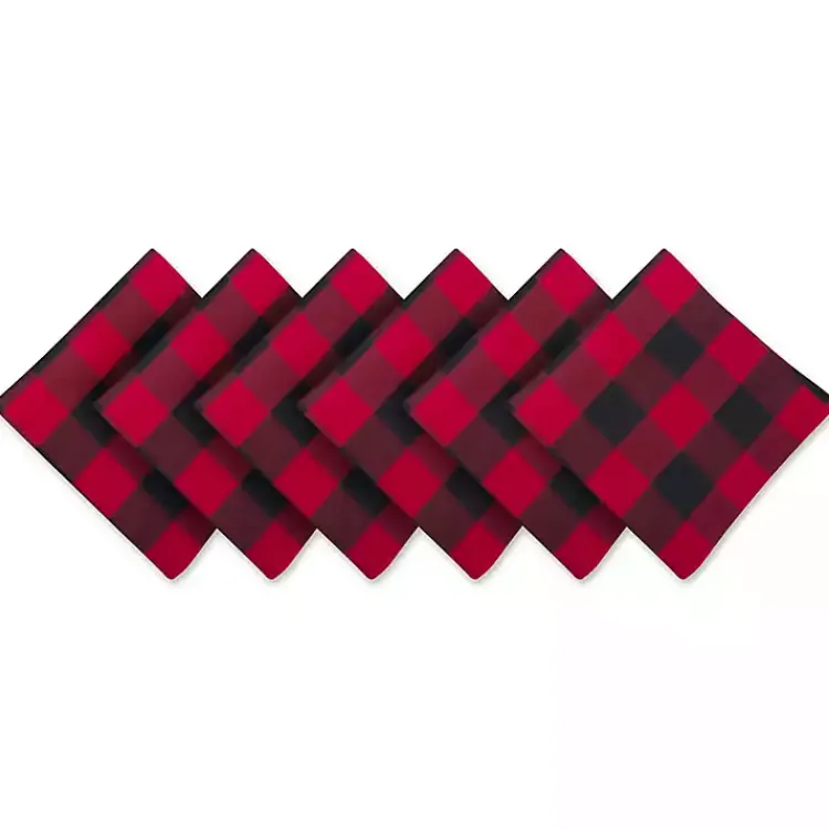 Christmas Dining & Entertaining>Kirklands Home Red & Black Buffalo Check Napkins, Set of 6