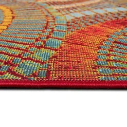 Kirklands Home Red & Blue Circles Indoor/Outdoor Rug, 3x4 Clearance