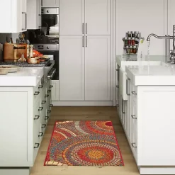 Kirklands Home Red & Blue Circles Indoor/Outdoor Rug, 3x4 Clearance