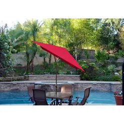 Kirklands Home Red & Champagne 10 ft. Hand Crank Tilt Umbrella Discount