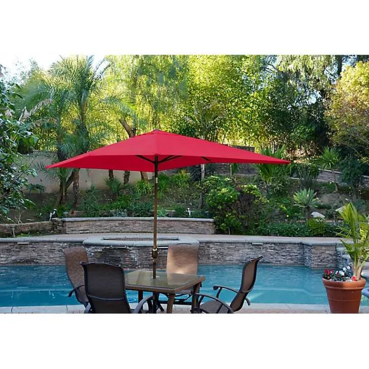 Kirklands Home Red & Champagne 10 ft. Hand Crank Tilt Umbrella Discount