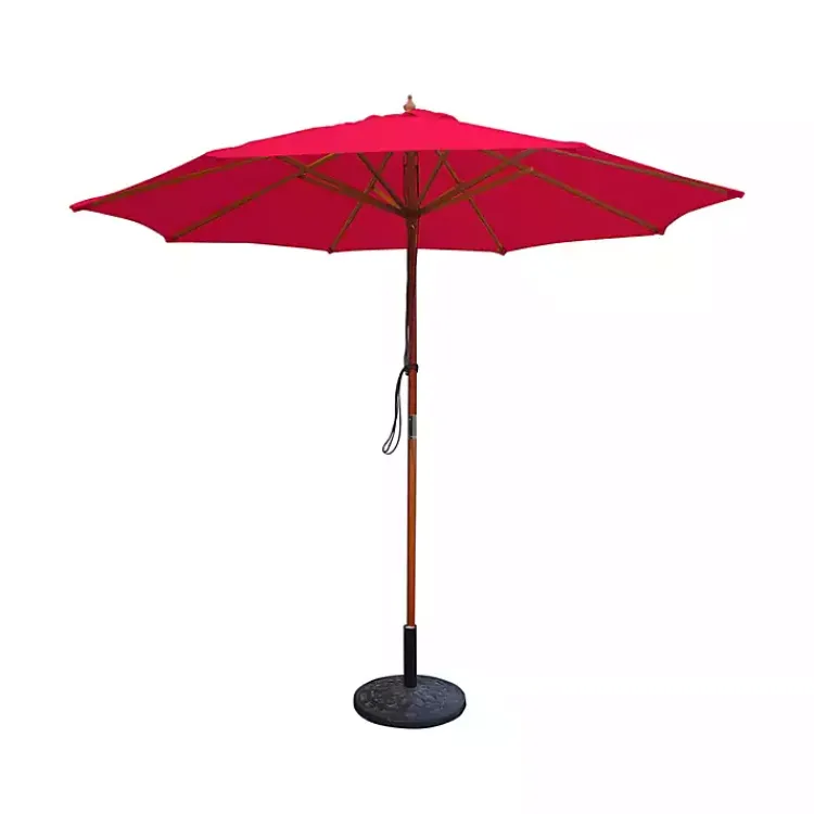 Kirklands Home 9 Ft. Wooden Pole Market Umbrella Red Sale