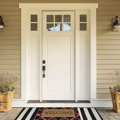 Outdoor Christmas Decorations>Kirklands Home Red & Green Plaid Welcome Doormat