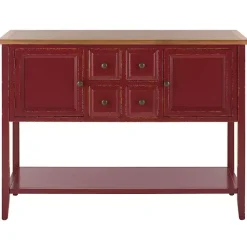 Kirklands Home & Oak 4-Drawer Charlotte Sideboard Red New