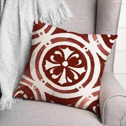 Pillows>Kirklands Home Red & White Medallion Indoor/Outdoor Pillow