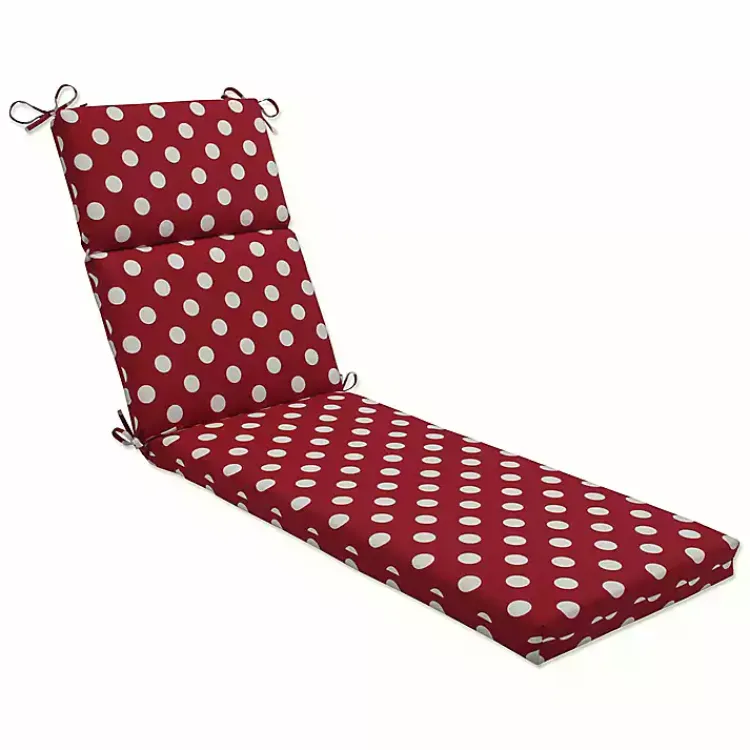 Kirklands Home Red & White Polka Dot Outdoor Chaise Cushion Sale