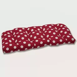 Kirklands Home Red & White Polka Dot Outdoor Settee Cushion Discount