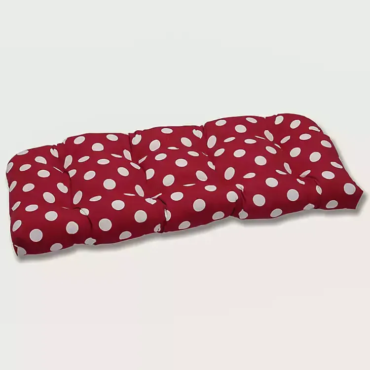 Kirklands Home Red & White Polka Dot Outdoor Settee Cushion Discount