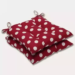 Kirklands Home Red & White Polka Dot Tufted Square Cushion Set
