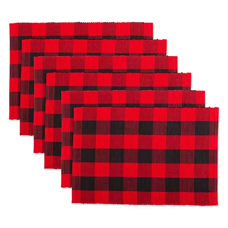 Christmas Dining & Entertaining>Kirklands Home Red and Black Buffalo Check Placemats, Set of 6