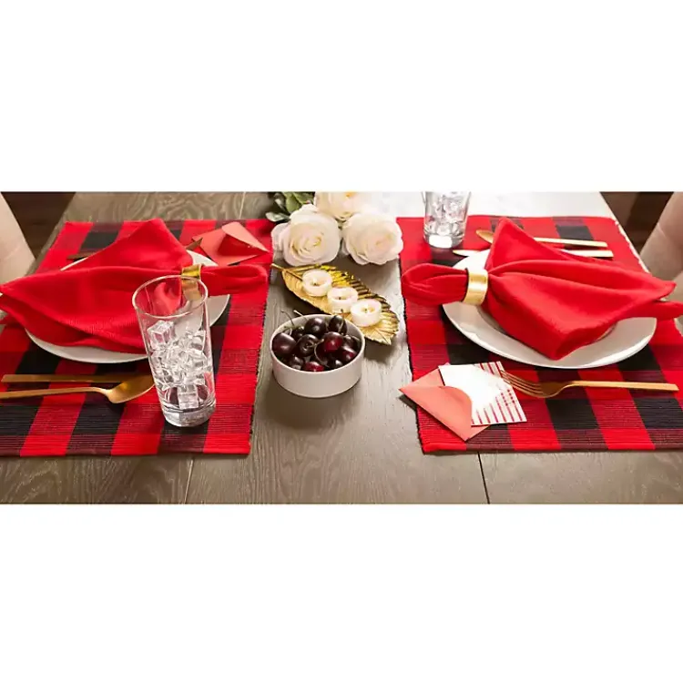 Christmas Dining & Entertaining>Kirklands Home Red and Black Buffalo Check Placemats, Set of 6