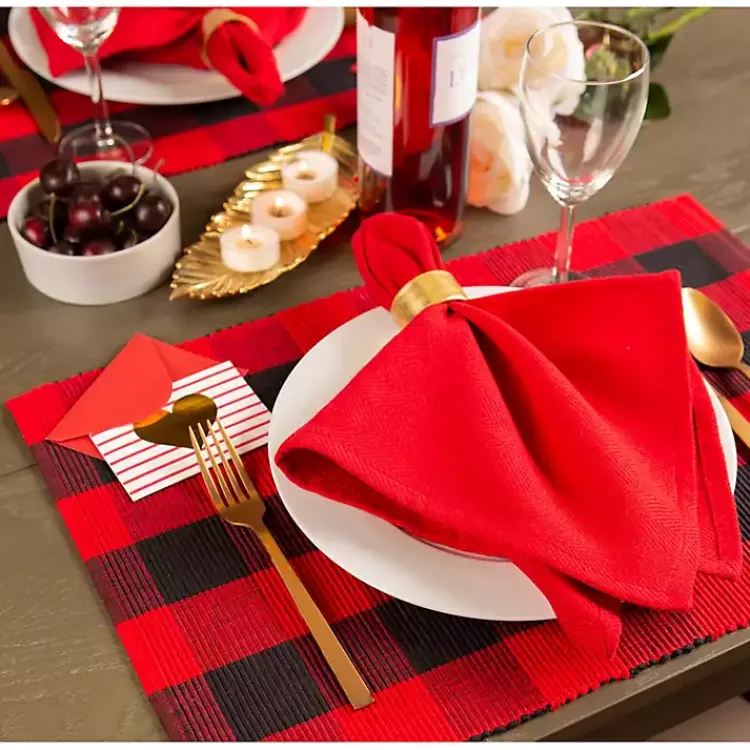 Christmas Dining & Entertaining>Kirklands Home Red and Black Buffalo Check Placemats, Set of 6