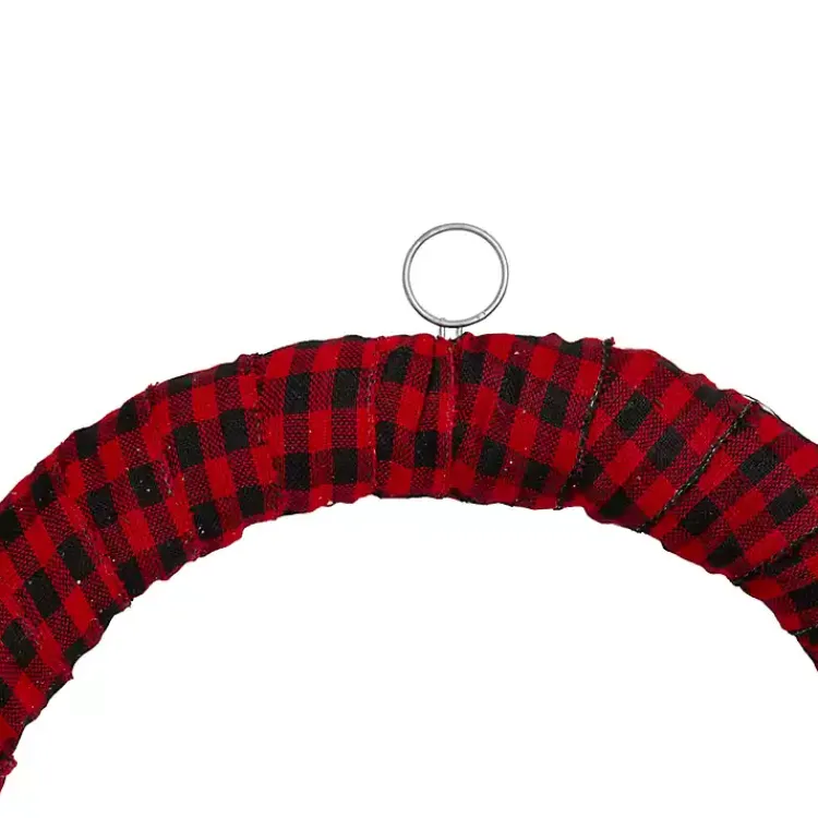 Wreaths>Kirklands Home Red and Black Buffalo Check Pine and Berry Wreath