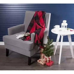 Blankets & Throws>Kirklands Home Red and Black Buffalo Check Throw
