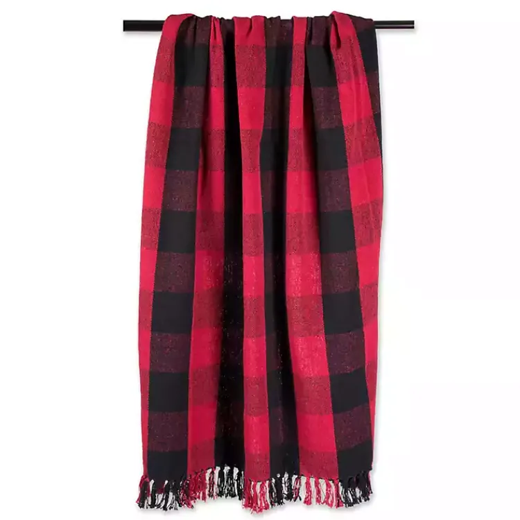 Blankets & Throws>Kirklands Home Red and Black Buffalo Check Throw