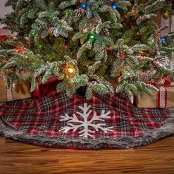 Christmas Tree Skirts & Collars>Kirklands Home Red and Black Buffalo Plaid Christmas Tree Skirt