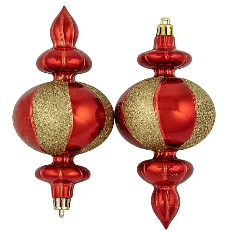 Christmas Ornaments>Kirklands Home Red and Gold Finial Ornaments, Set of 8