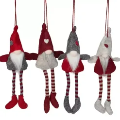 Christmas Ornaments>Kirklands Home Red and Gray Long Legged Gnome Ornaments, Set of 4
