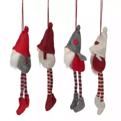 Christmas Ornaments>Kirklands Home Red and Gray Long Legged Gnome Ornaments, Set of 4