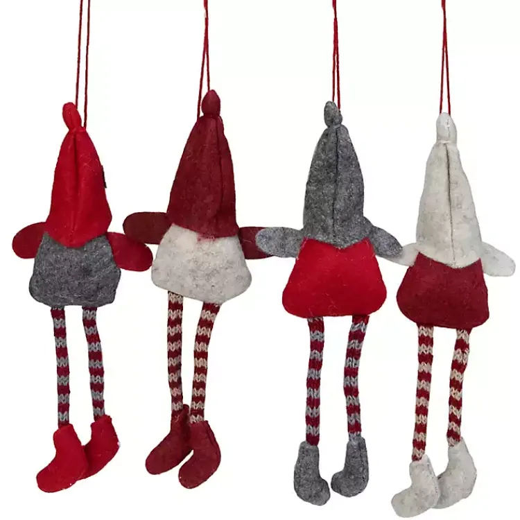 Christmas Ornaments>Kirklands Home Red and Gray Long Legged Gnome Ornaments, Set of 4