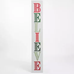Outdoor Christmas Decorations>Kirklands Home Red and Green Believe Porch Board