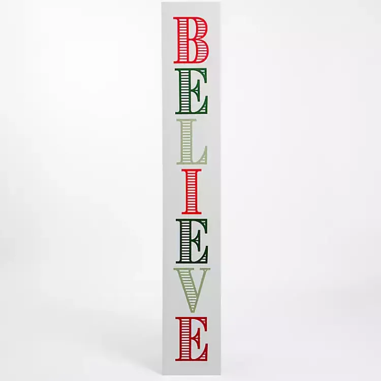 Outdoor Christmas Decorations>Kirklands Home Red and Green Believe Porch Board