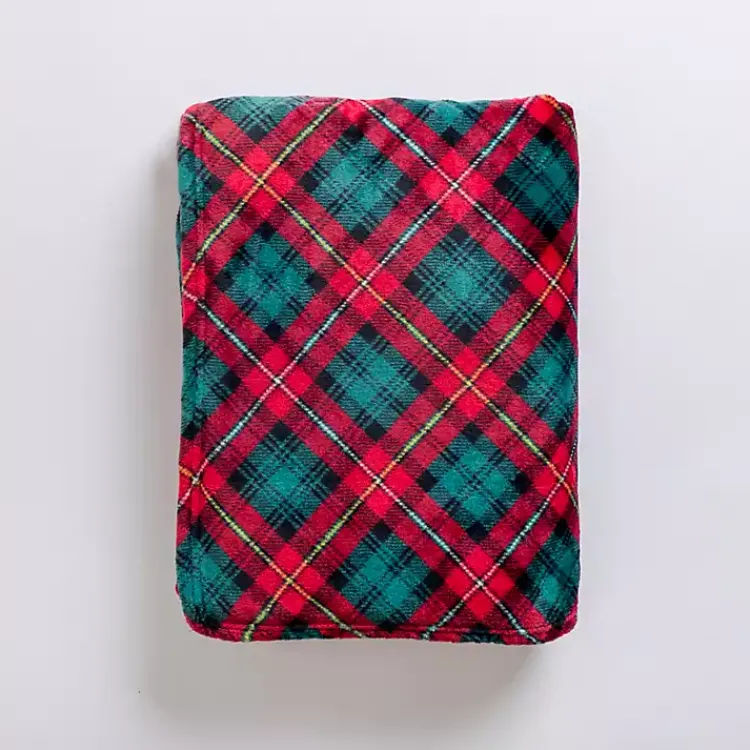 Blankets & Throws>Kirklands Home Red and Green Diagonal Plaid Throw
