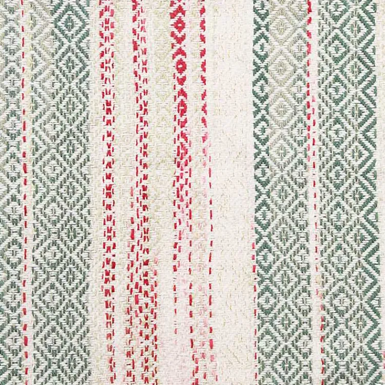 Christmas Pillows>Kirklands Home Red and Green Striped Christmas Lumbar Pillow