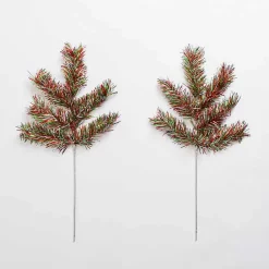 Christmas Tree Decorations>Kirklands Home Red and Green Tinsel Picks, Set of 2