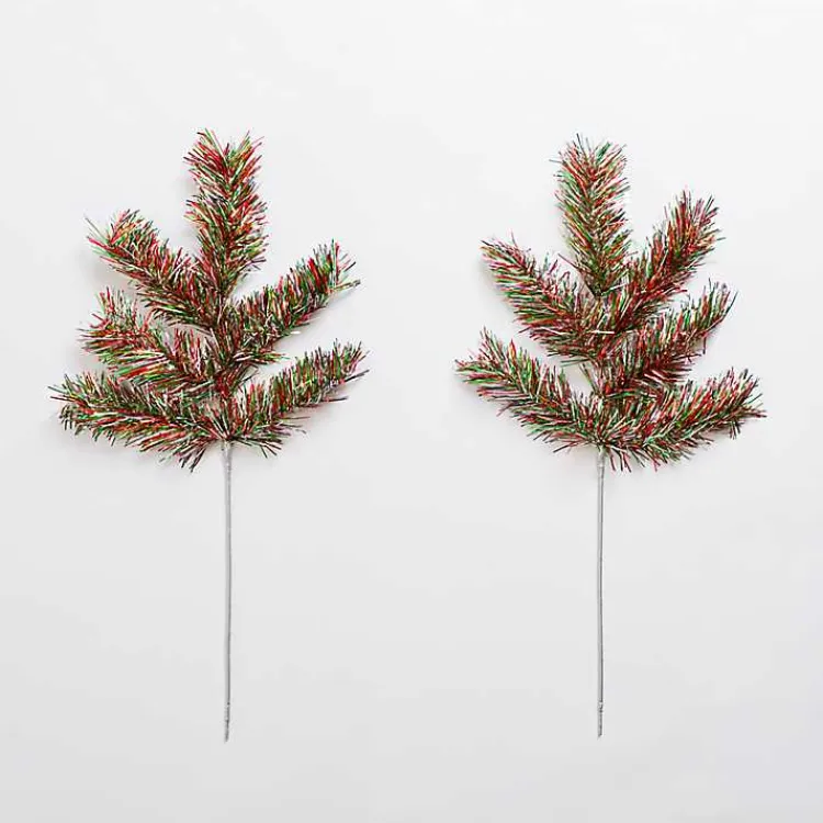 Christmas Tree Decorations>Kirklands Home Red and Green Tinsel Picks, Set of 2
