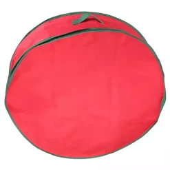 Seasonal Storage>Kirklands Home Red and Green Wreath Storage Bag