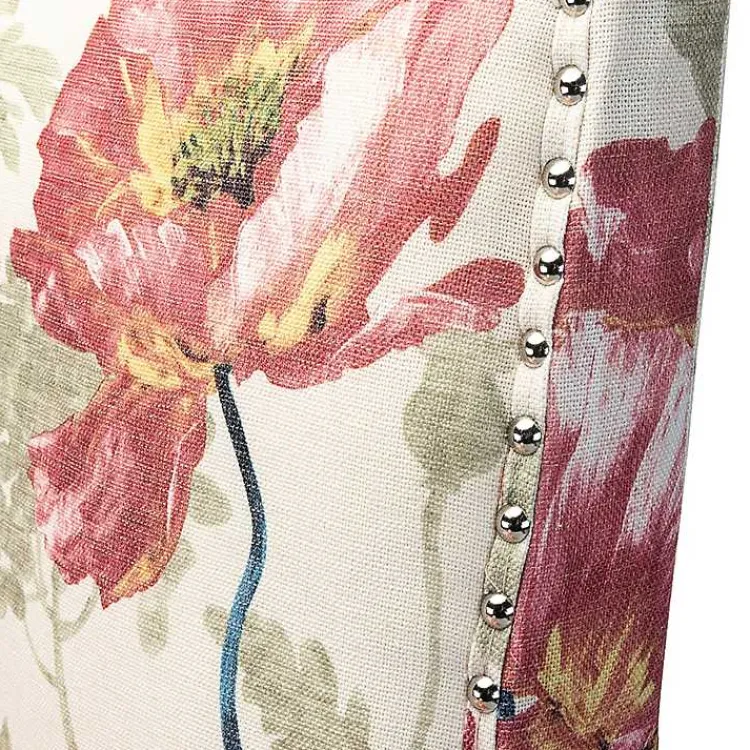 Kirklands Home Red and Ivory Floral Upholstered Accent Chair Outlet